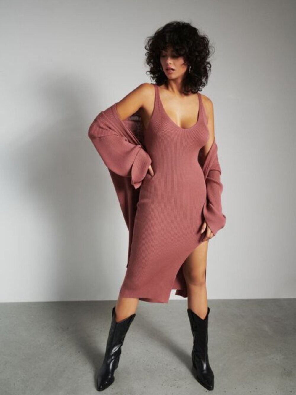 Dynamite | Marianne Knit Bodycon Dress in Withered Rose